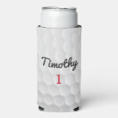 Golf Ball Dimples met zwarte naam rood nummer (Seltzer Voorkant)