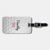 Golf Ball Dimples met zwarte naam rood nummer Bagagelabel (Voorkant horizontaal)