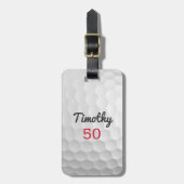 Golf Ball Dimples met zwarte naam rood nummer Bagagelabel (Voorkant verticaal)