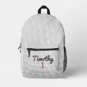 Golf Ball Dimples met zwarte naam rood nummer Bedrukte Rugzak (Voorkant)