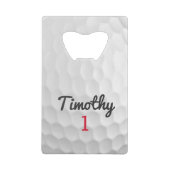 Golf Ball Dimples met zwarte naam rood nummer Kredietkaart Flessenopener (Voorkant)