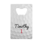 Golf Ball Dimples met zwarte naam rood nummer Kredietkaart Flessenopener (Achterkant)