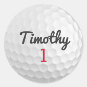 Golf Ball Dimples met zwarte naam rood nummer Ronde Sticker (Voorkant)