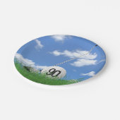 Golf Ball en club voor 90e verjaardag Papieren Bordje (Gekanteld)