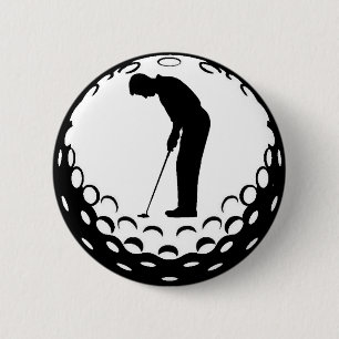 GOLF BALL EN GOLFER RONDE BUTTON 5,7 CM