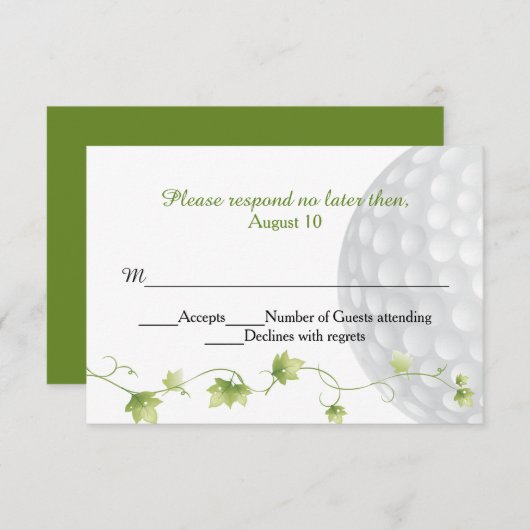 Golf Ball en Ivy Wedding RSVP Kaart (Voorkant / Achterkant)