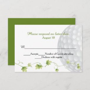 Golf Ball en Ivy Wedding RSVP Kaart
