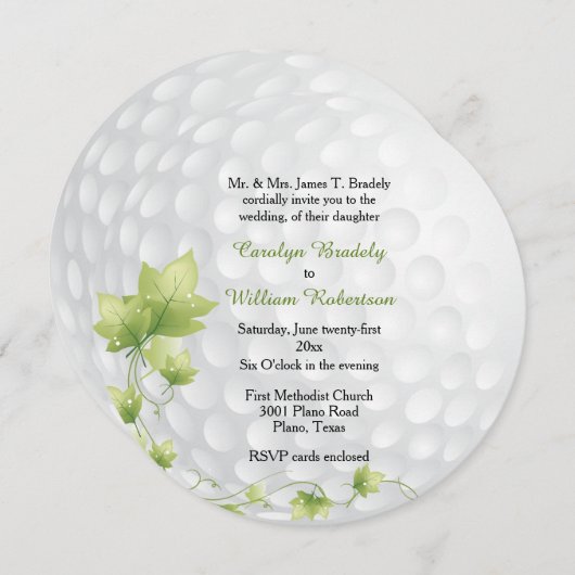 Golf Ball et Vins Faire-part de mariage (Devant / Derrière)