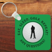 Golf Ball Golfer Classic Silhouette Green Black Sleutelhanger (Voorkant)