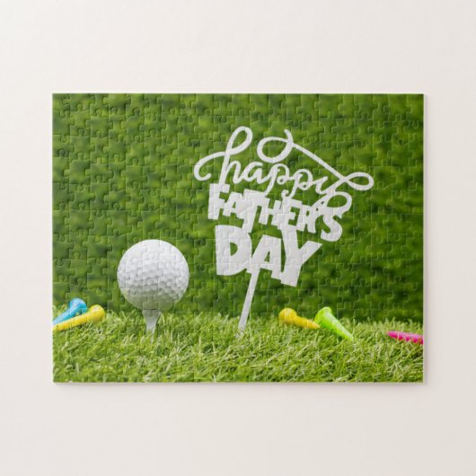 Golf ball Happy Vaderdag voor Golfvader op groen Legpuzzel (Horizontaal)