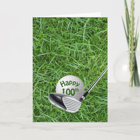 Golf Ball In Grass 100e carte d'anniversaire (Devant)