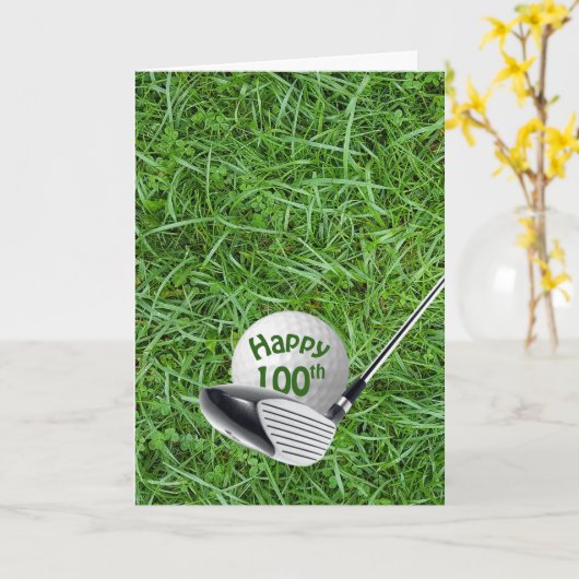 Golf Ball In Grass 100e carte d'anniversaire (Fleur jaune)