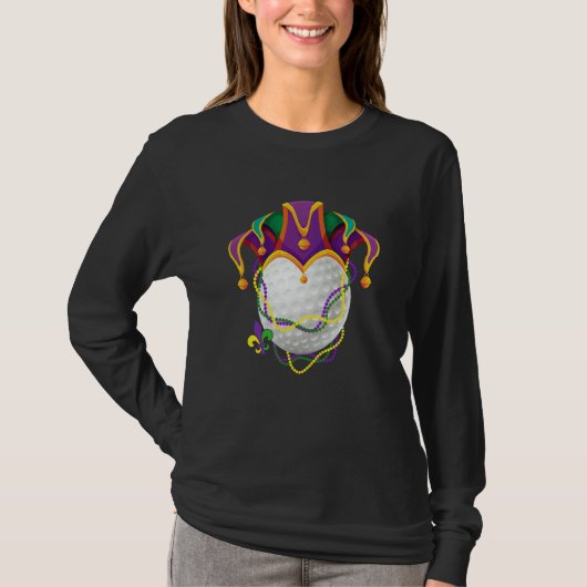 Golf Ball Jester Hat Mardi Gras Parade Beads Mardi T-shirt (Voorkant)