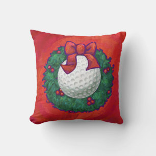 Golf Ball-kerstkreet op rood Kussen