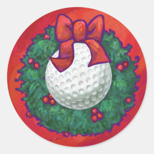 Golf Ball-kerstkreet op rood Ronde Sticker