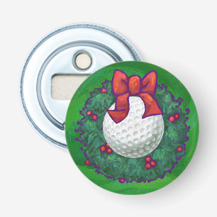 Golf Ball-kerstmis met groen Button Flesopener