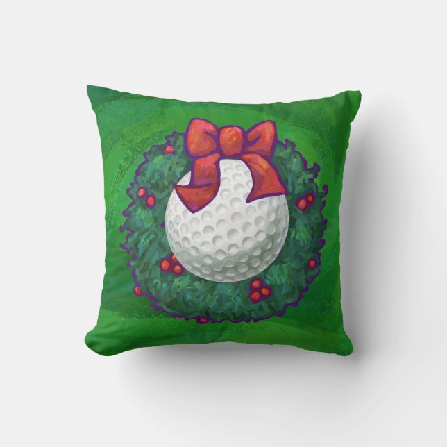 Golf Ball-kerstmis met groen Kussen (Voorkant)