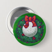 Golf Ball-kerstmis met groen Ronde Button 7,6 Cm (Voorkant /achterkant)