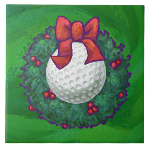 Golf Ball-kerstmis met groen Tegeltje