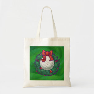 Golf Ball-kerstmis met groen Tote Bag