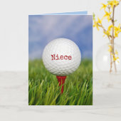 Golf Ball on T-shirt voor Niece's Birthday Card Kaart (Gele Bloem)