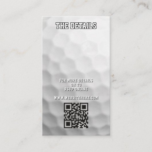 Golf Ball QR Code Details Informatiekaartje (Voorkant)
