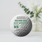 Golf Ball Ronde Bar Mitzvah Uitnodiging (Staand voorkant)