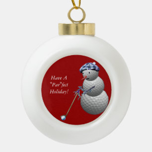 Golf Ball Snowman Keramische Bal Ornament