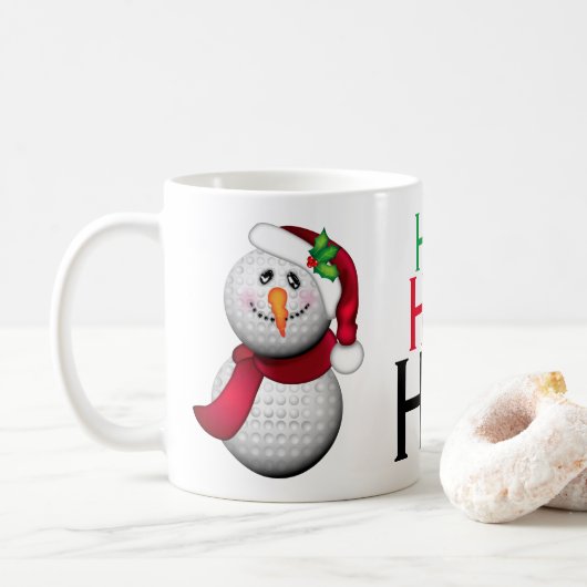 Golf Ball Snowman Kerstkerstkerstman Koffiemok (Met donut)
