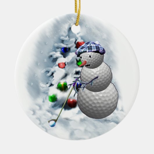Golf Ball Snowman Kerstmis Keramisch Ornament (Voorkant)