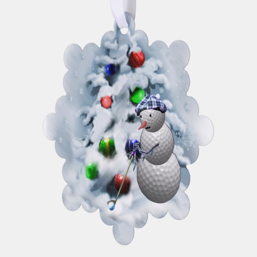 Golf Ball Snowman Kerstmis Ornament Kaart (Links)