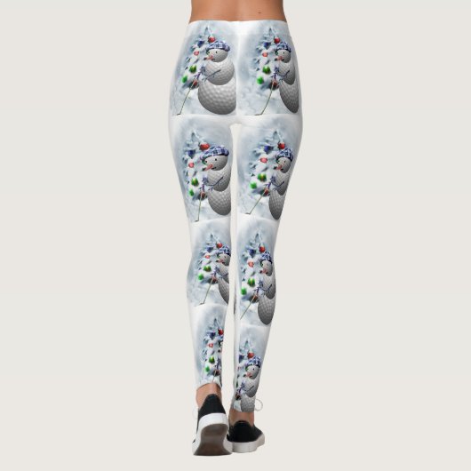 Golf Ball Snowman Leggings de Noël (Dos)