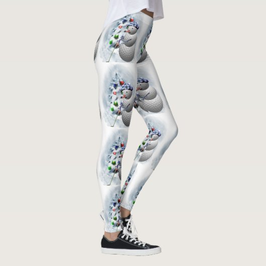 Golf Ball Snowman Leggings de Noël (Droite)