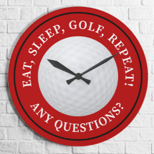 Golf Ball-sport Golfing Quote Modern Funny Red Ronde Klok