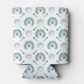 Golf Ball, T-shirt, Laurel Wreath Pattern & Monogr Blikjeskoeler (Achterkant)