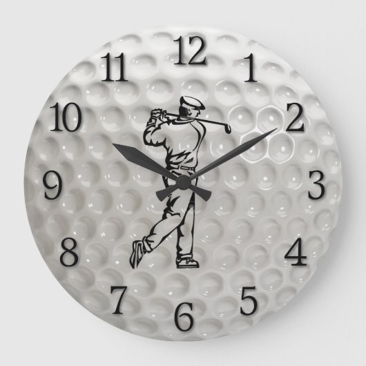 Golf Ball Wall Clock w Numbers en Golfer Grote Klok (Voorkant)
