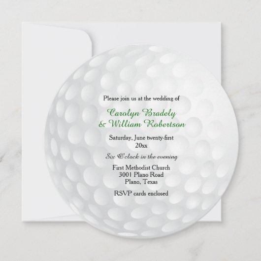 Golf Ball Wedding Invitation Kaart (Voorkant)