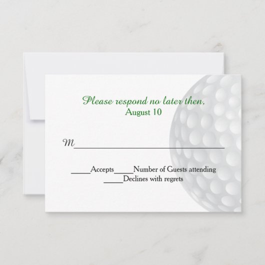 Golf Ball Wedding RSVP Kaart (Voorkant)