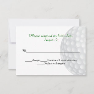Golf Ball Wedding RSVP Kaart
