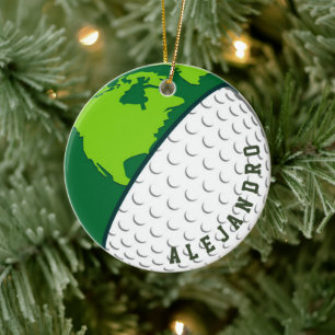 Golf Ball World Planet - Persoonlijke Golfer's naa Keramisch Ornament