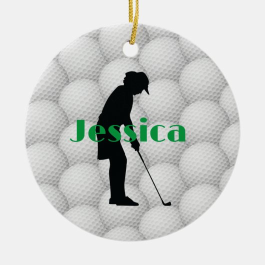 Golf Balls Golfer Abstract Design Ceramic Ornament (Voorkant)