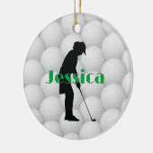 Golf Balls Golfer Abstract Design Ceramic Ornament (Links)