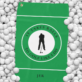 Golf Balls Humor Golfer Sports Pun Monogram Green Golfhanddoek