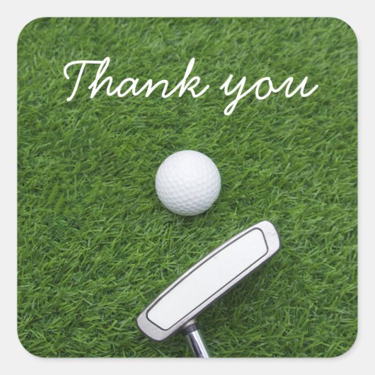 Golf bedankt voor golf en rotter op groen vierkante sticker (Voorkant)