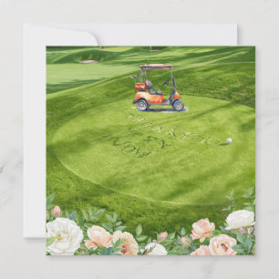 Golf bedanktekst voor golfer met bloemen bedankkaart