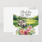 Golf bedanktekst voor golfer met bloemen bedankkaart (Voorkant / Achterkant)