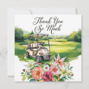Golf bedanktekst voor golfer met bloemen bedankkaart