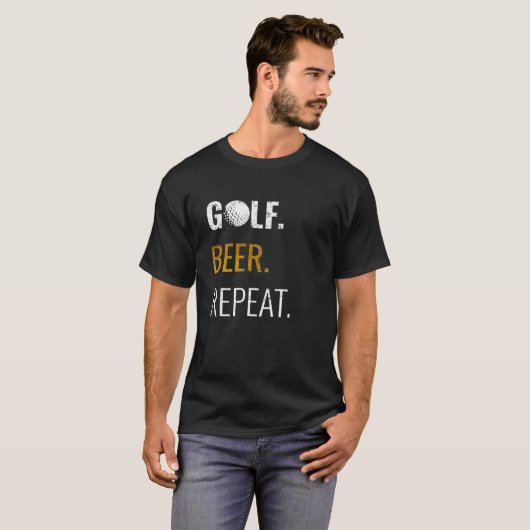 Golf Beer Repeat, Perfect Funny Avid Golfer Gift T-shirt (Voorkant volledig)