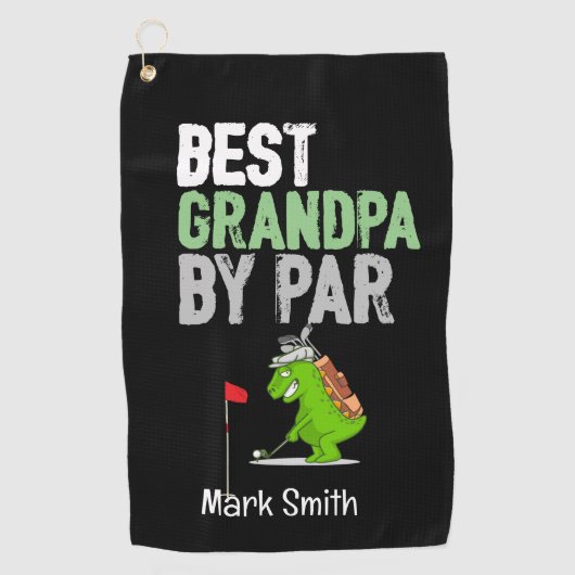 Golf Best Grandpa, Par met Dinosaur Funny Golfhanddoek (Voorkant)