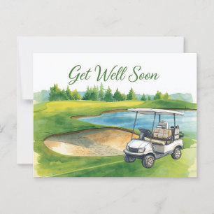 Golf Beterschap met Golfkar op het groen Briefkaart